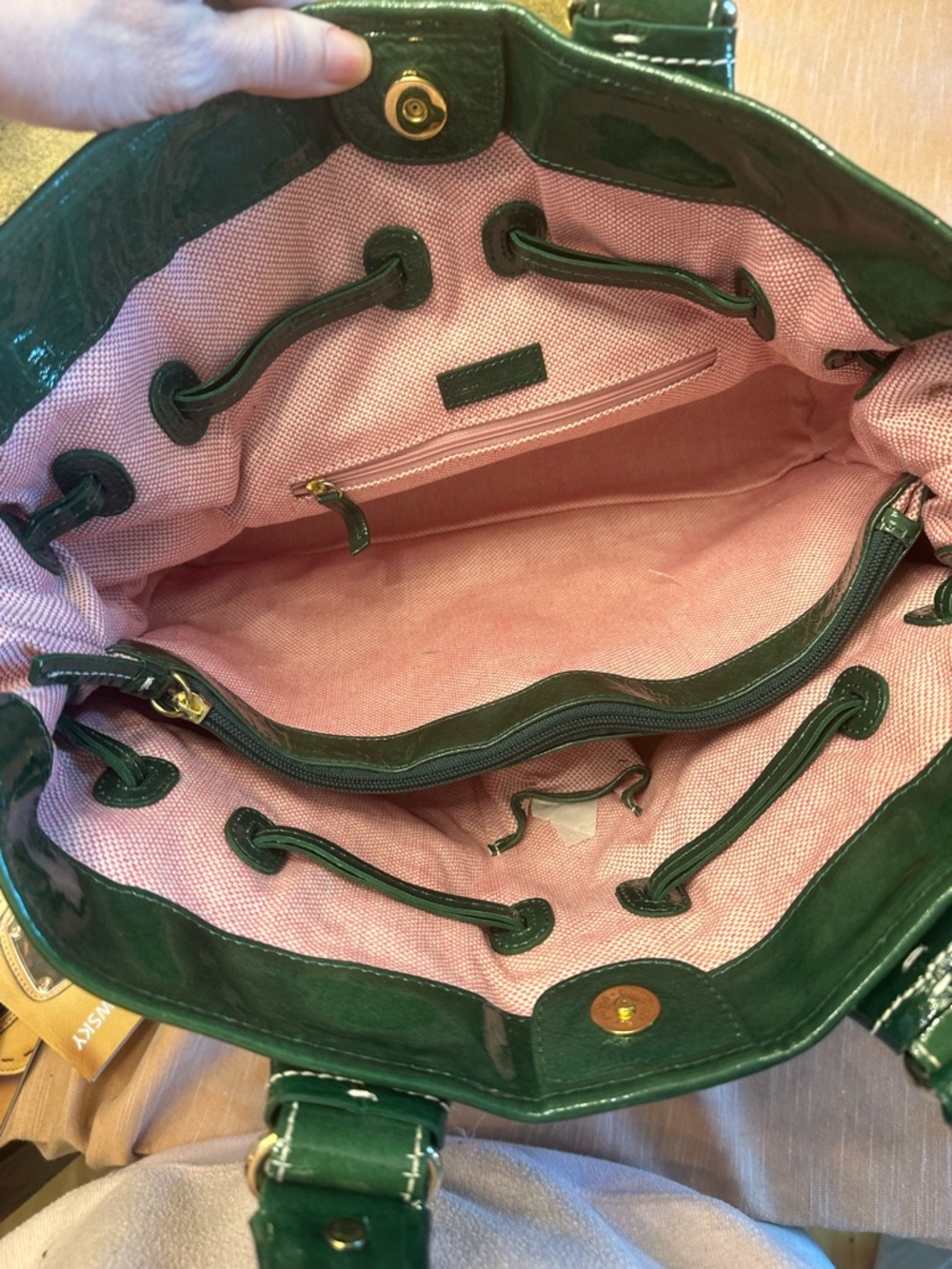 Vintage Y2K Dooney & Bourke Green Patent medium Chiara Leather tote bag NWT - Picture 5 of 11
